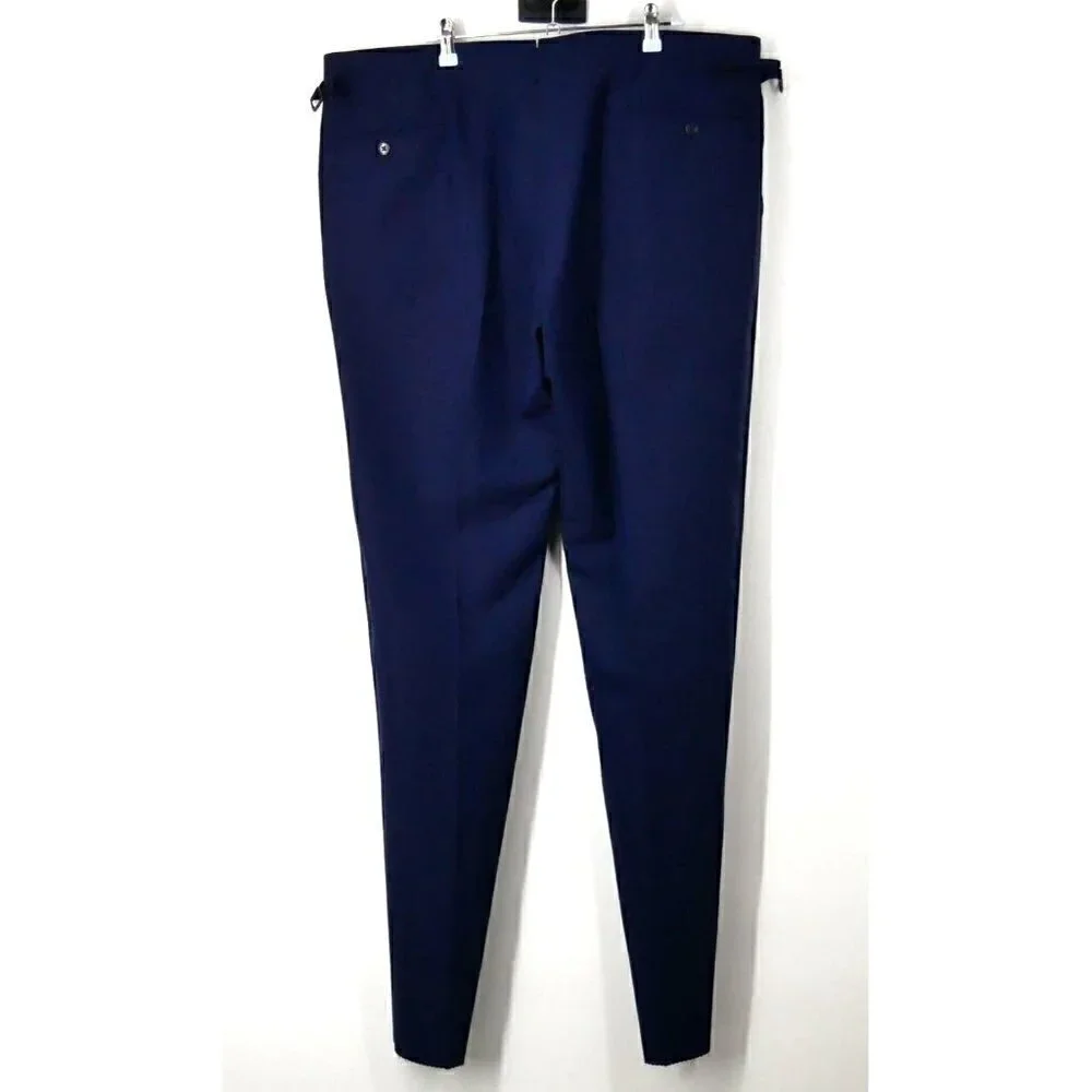 NWT Ralph‎ Lauren Fairbanks Tuxedo Wool Slim Fit Pants Navy Blue 46R